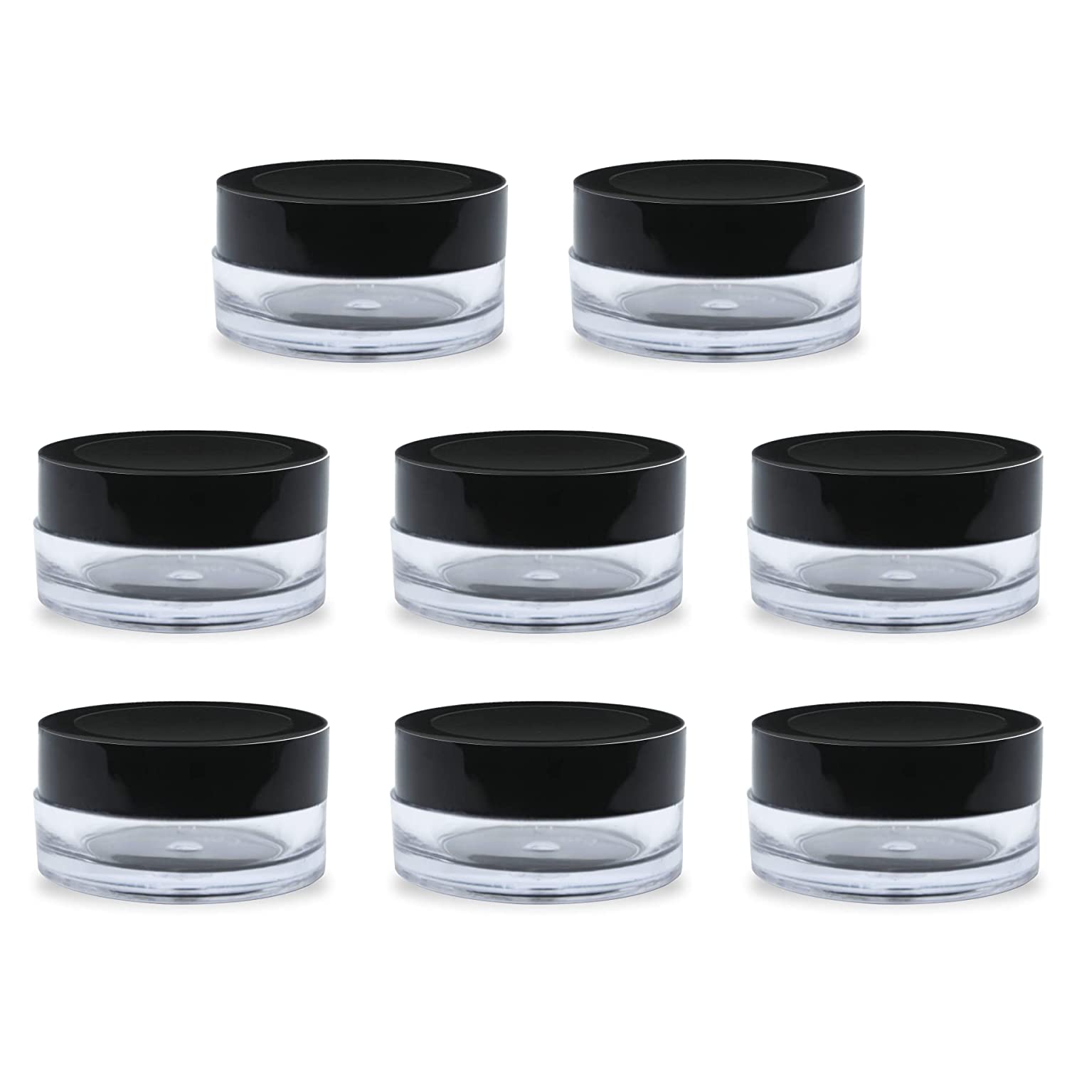 Shoprythm Cosmetic Jar Pack of 8 Empty Transparent Acrylic San Jars with Black Cap